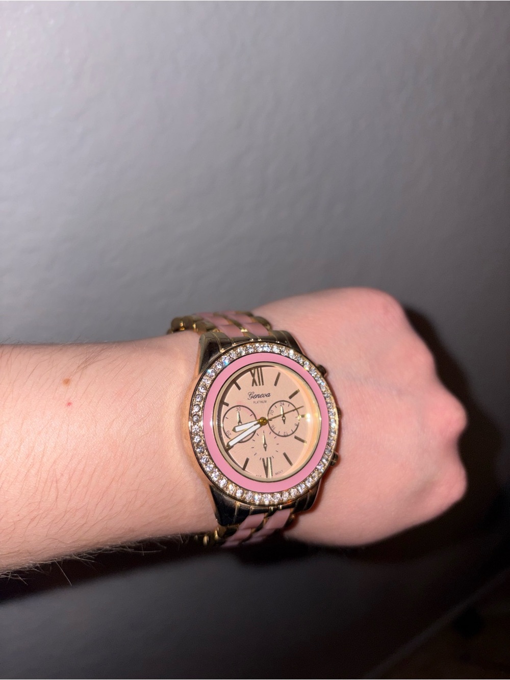 Geneva Pink and Gold Crystal Accent Women's Bracelet Watch